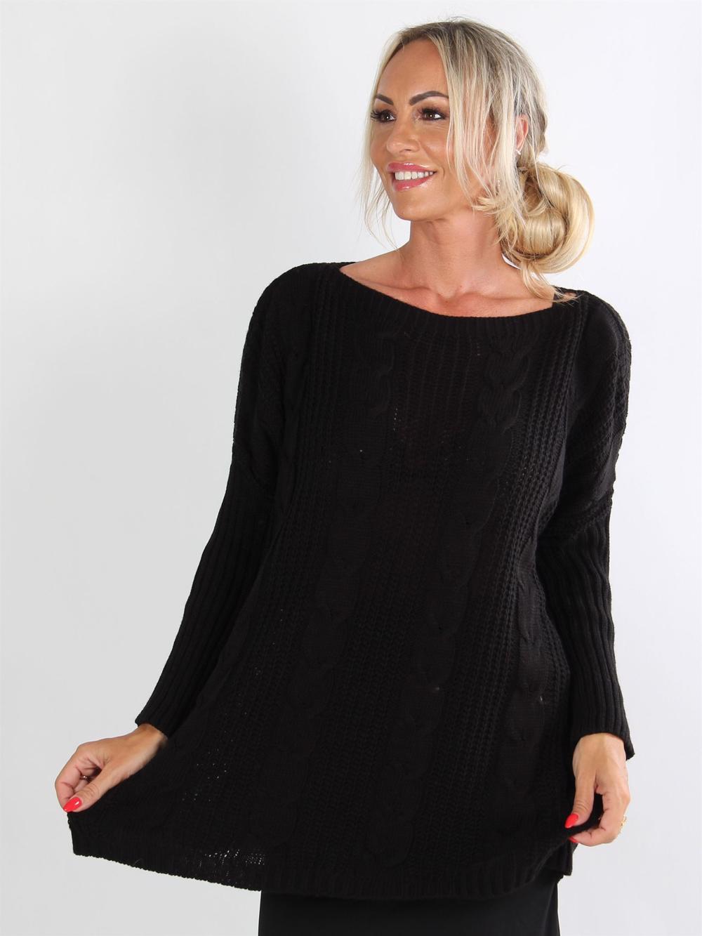 Linia - Armygrøn striktrøje med kabelstrik